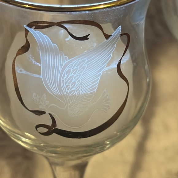 LE Smith Trio set of votive/ sherry holders - flying dove design w/gold accents - Picture 2 of 7